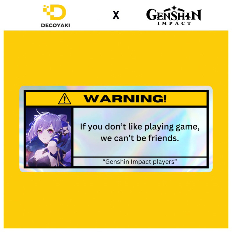 

Sticker Warning Hologram Keqing Genshin Impact, Stiker Warning Genshin Impact