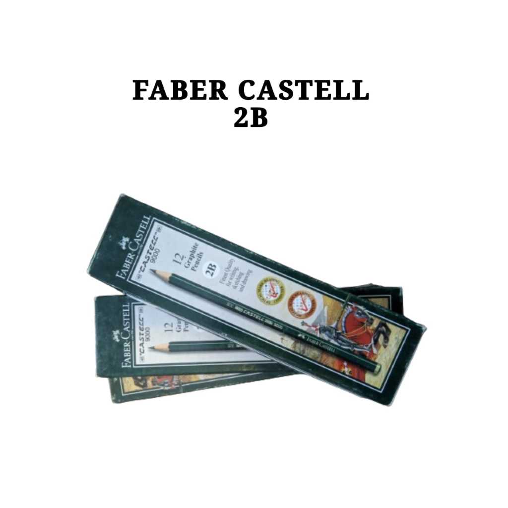 

Pencil / Pensil Faber Castell 2B Castell 9000 / 2B / 1 PCS / 1 BOX 12 PCS Untuk Ujian dan Menggambar Per BOX
