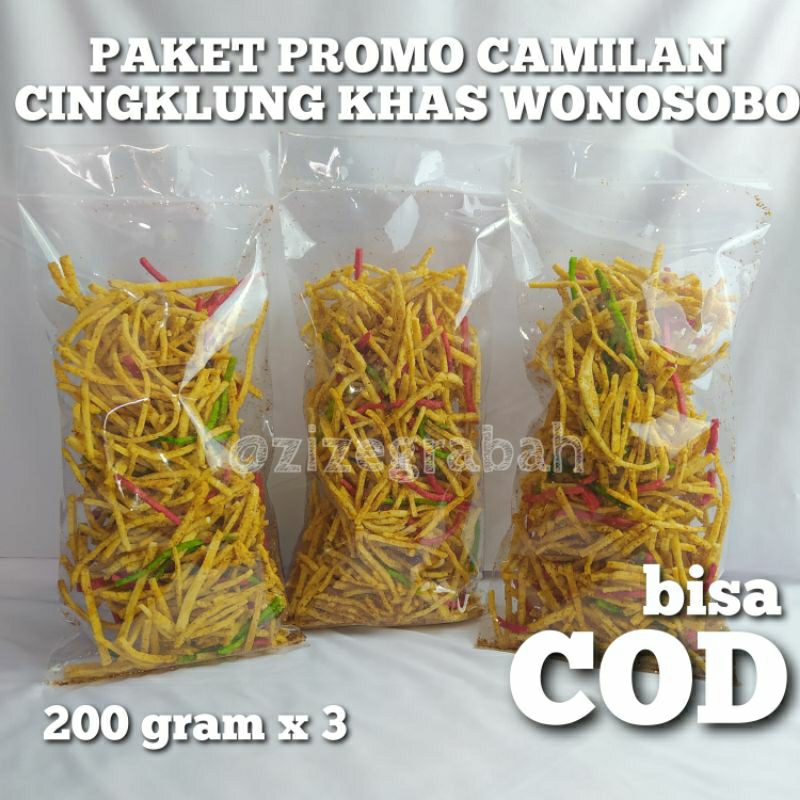 

PAKET PROMO CINGKLUNG 3 PCS Kemasan 200gram Camilan Khas WONOSOBO Singkong Food Snack