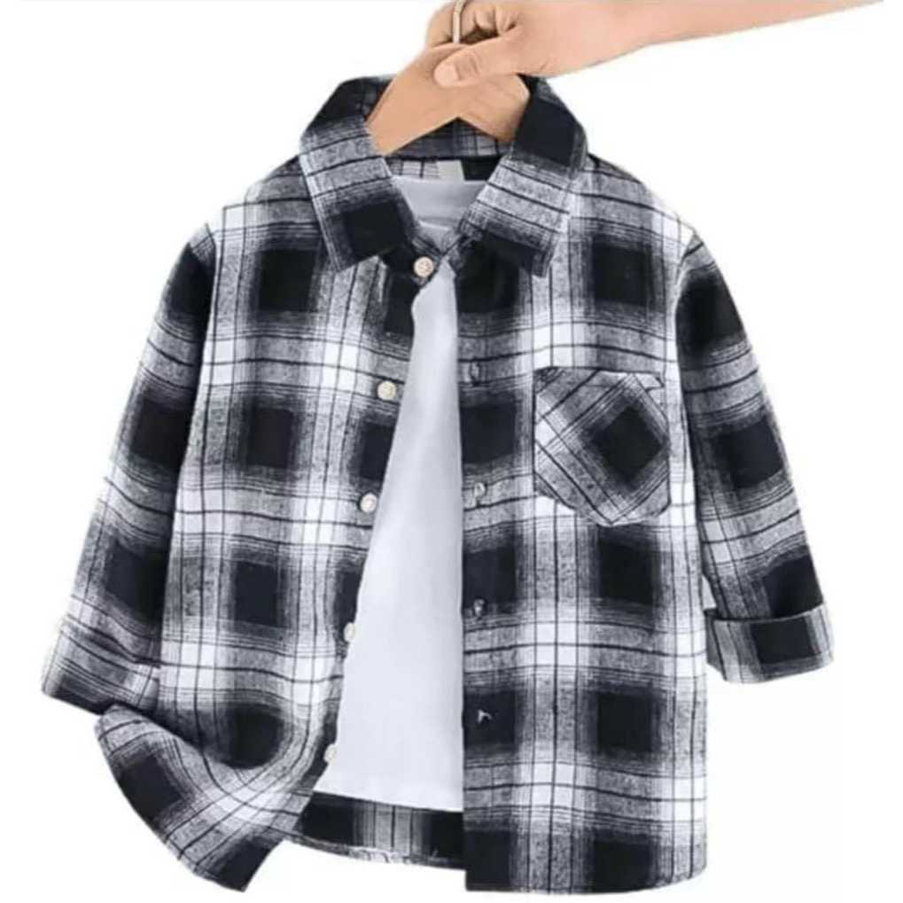 Baju kemeja kotak-kotak anak flanel anak laki dan perempuan usia 1-10 tahun