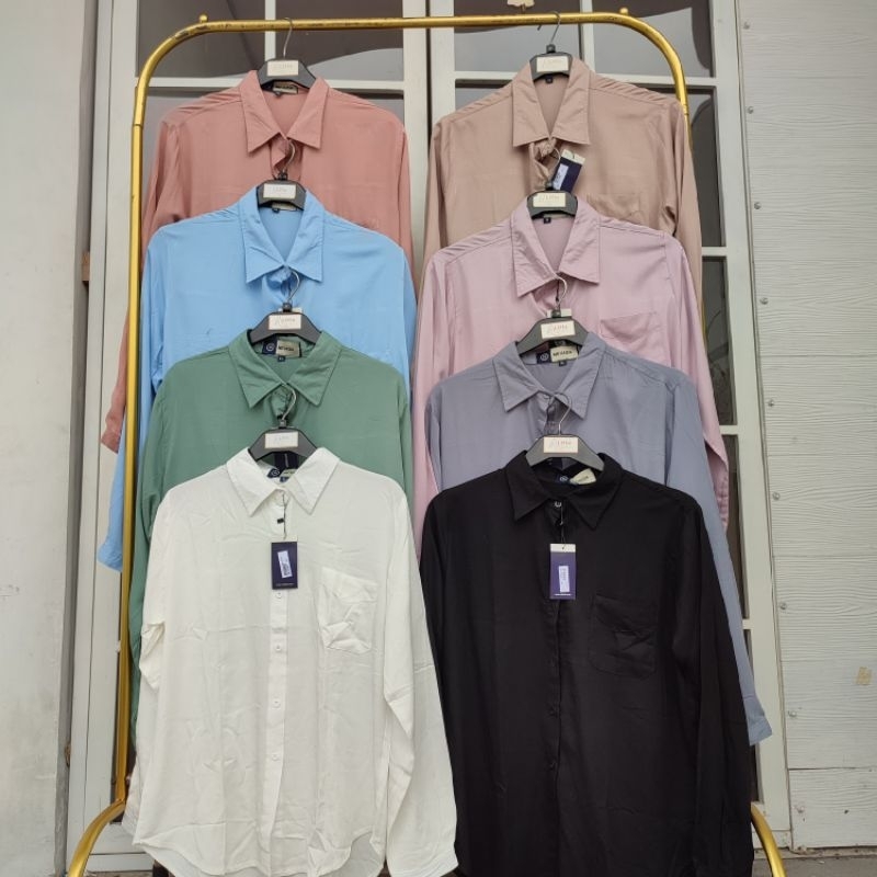 Kemeja cewek polos rayon lengan panjang / kemeja Cewek Formal Polos orginal