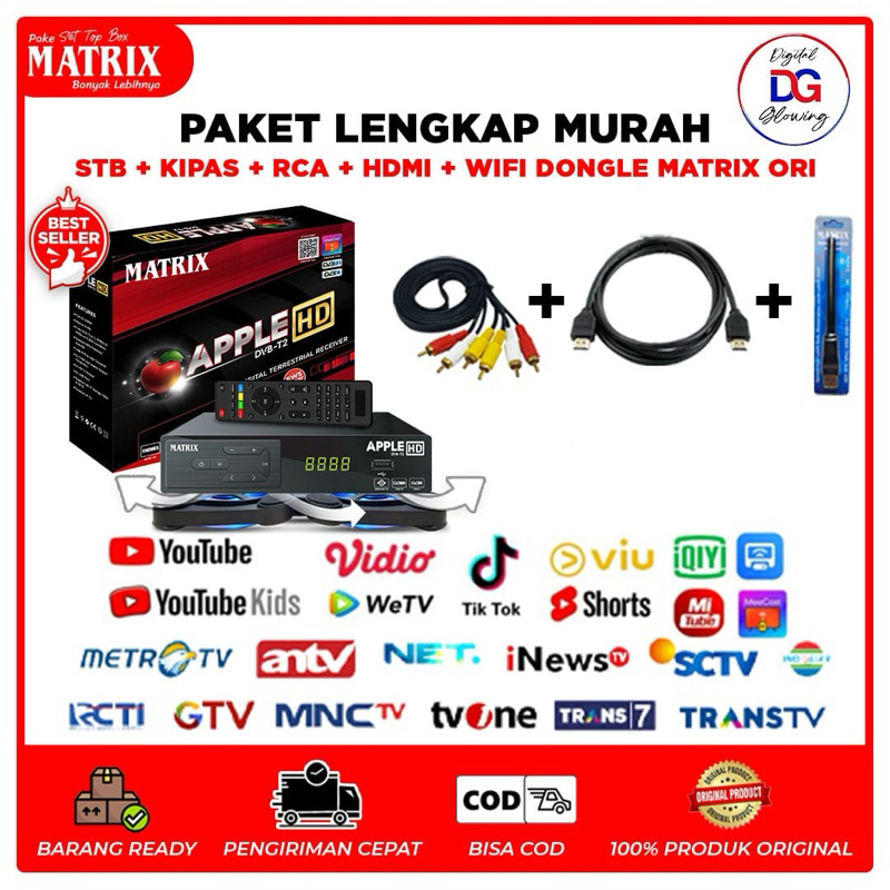 Neptunues - Matrix Apple Merah/Silver/Kuning Super HD - STB TV Digital Youtube,MeeCast,Apple