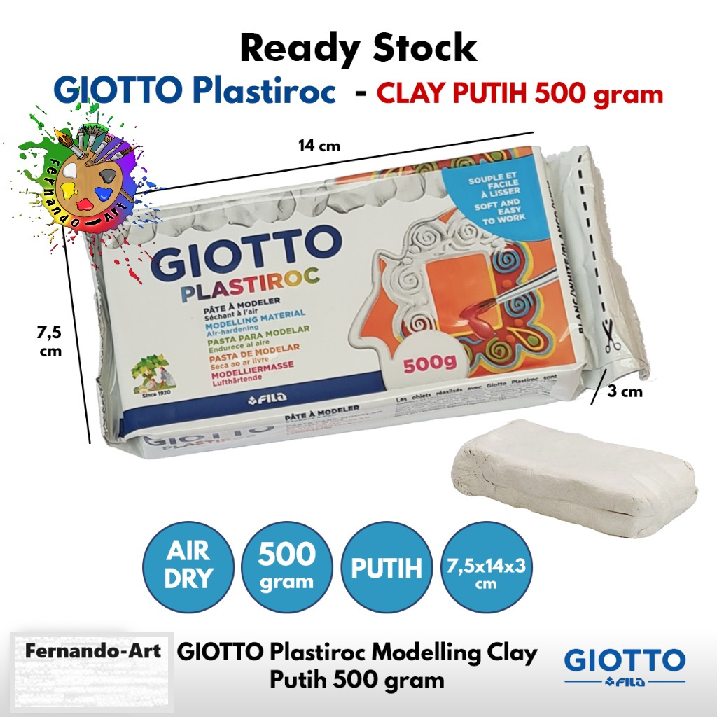BN - Giotto Plastiroc Air Dry Clay 500gr White (Mirip Das)