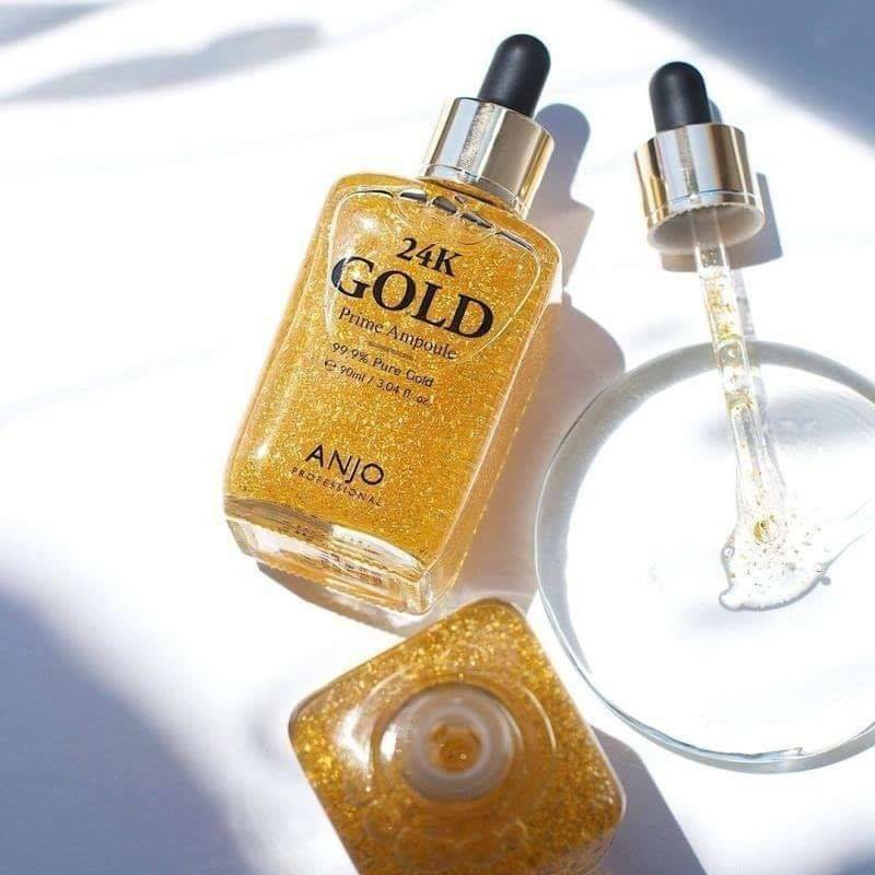 ANJO Professional 24K Gold Prime Ampoule 99.9% Pure Gold 90ml Wrinkle/Anjo Serum Emas 24K/Serum Anjo