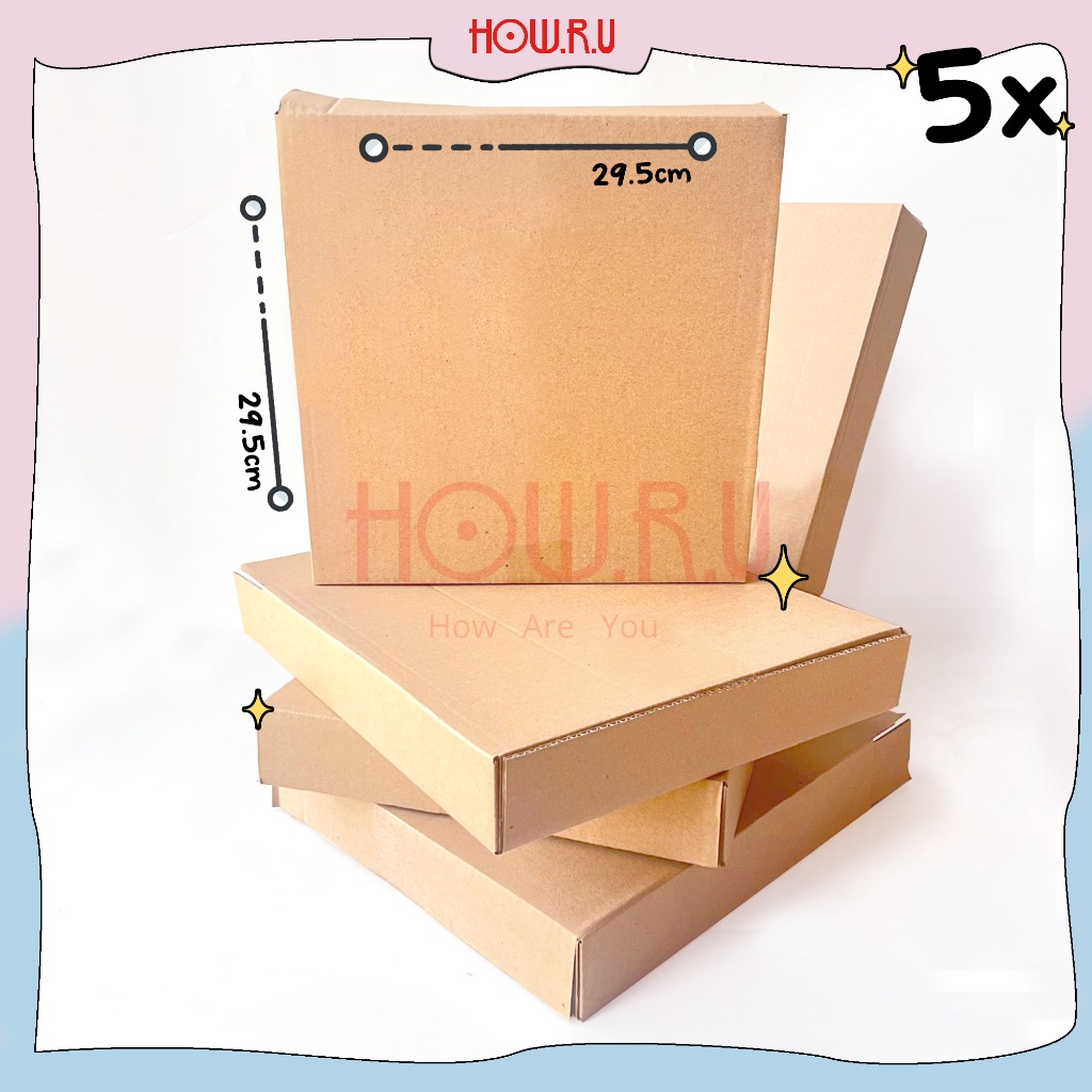 

HRU | 5pcs - Kardus Polos Ukuran 29.5 x 29.5 x 5 cm / Box Karton / Dus Packing