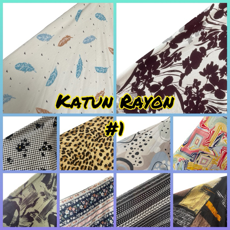Kain Katun Rayon Motif Viscose Premium Uniqlo. Bahan Pajamas, Bahan Gamis, Bahan daster C1