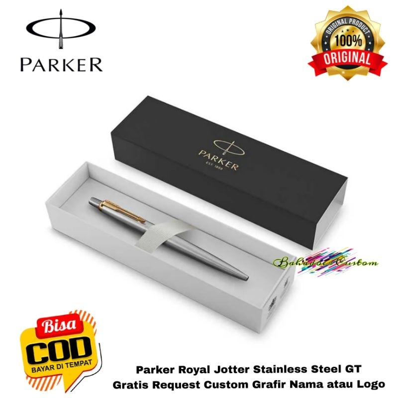 

PULPEN PARKER ORIGINAL ROYAL JOTTER STAINLESS STEEL GT GRATIS REQUEST CUSTOM GRAFIR NAMA ANDA ATAU LOGO ANDA COCOK UNTUK PEMAKAIAN PRIBADI ATAU HADIAH SPESIAL MERCHANDISE PROMOSI ANDA