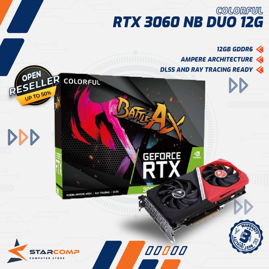 VGA Colorful RTX 3060 NB Duo 12G L-V 12GB DDR6 Nvidia GeForce (LHR)