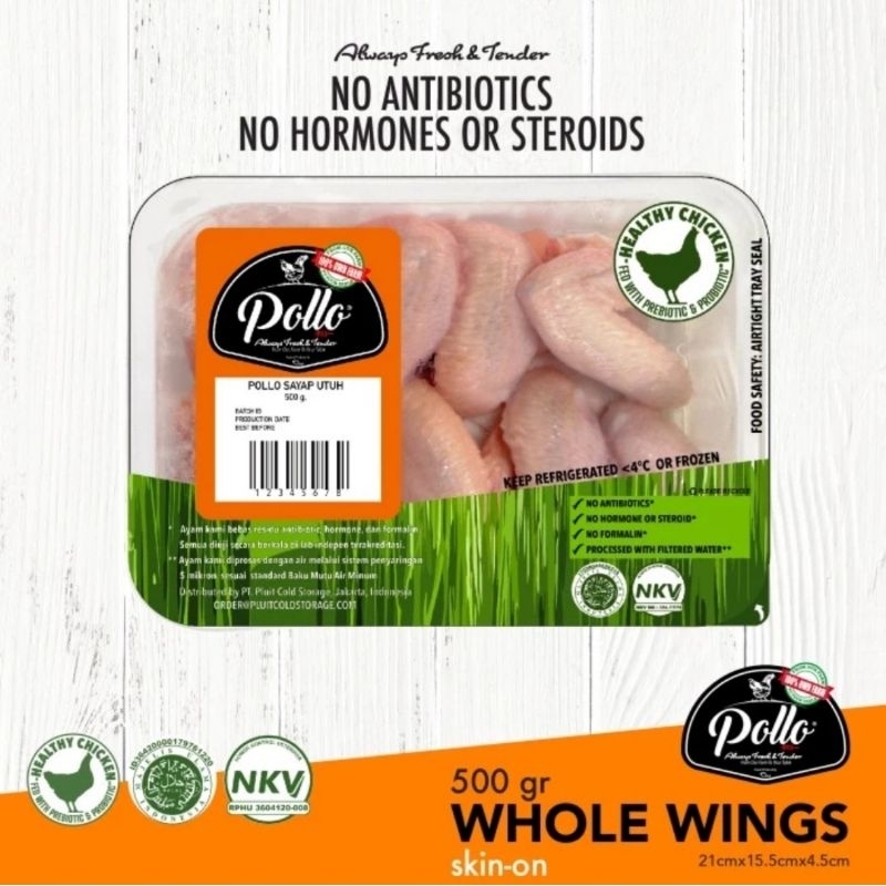 

Sayap Ayam Utuh Probiotik Pollo / Pollo Whole Wings Chicken - 500 gram