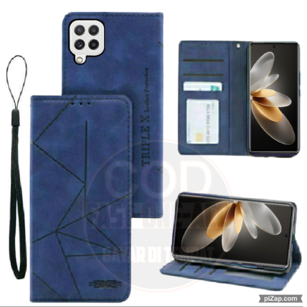 CASE HP SAMSUNG M22 - CASING DOMPET MOTIF -FLIP COVER LEATHER-SARUNG HP