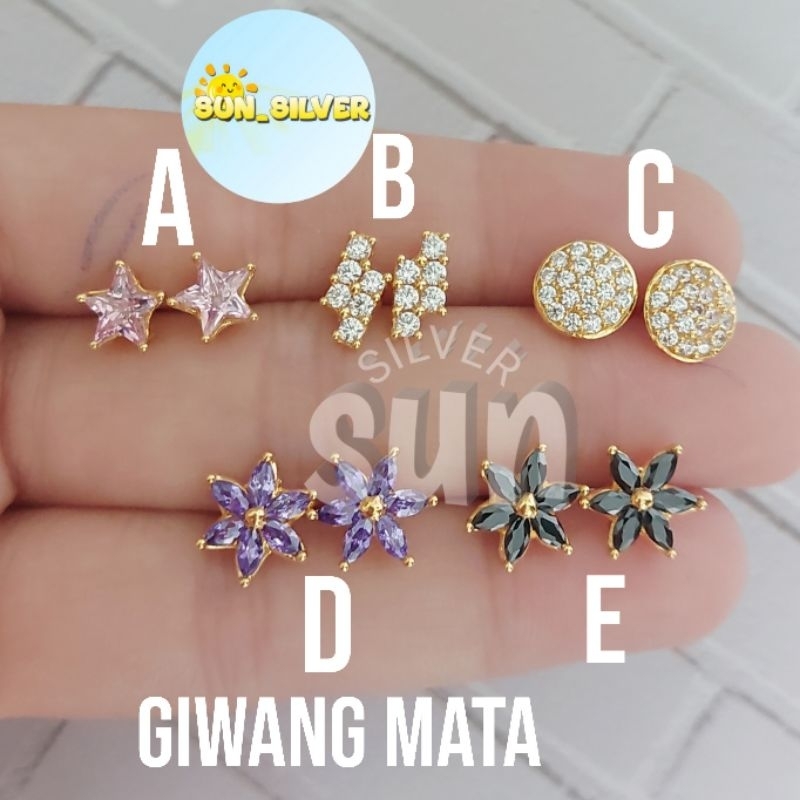 Sun_silver Giwang/subang perak 925 lapis mas kuning SBG 5