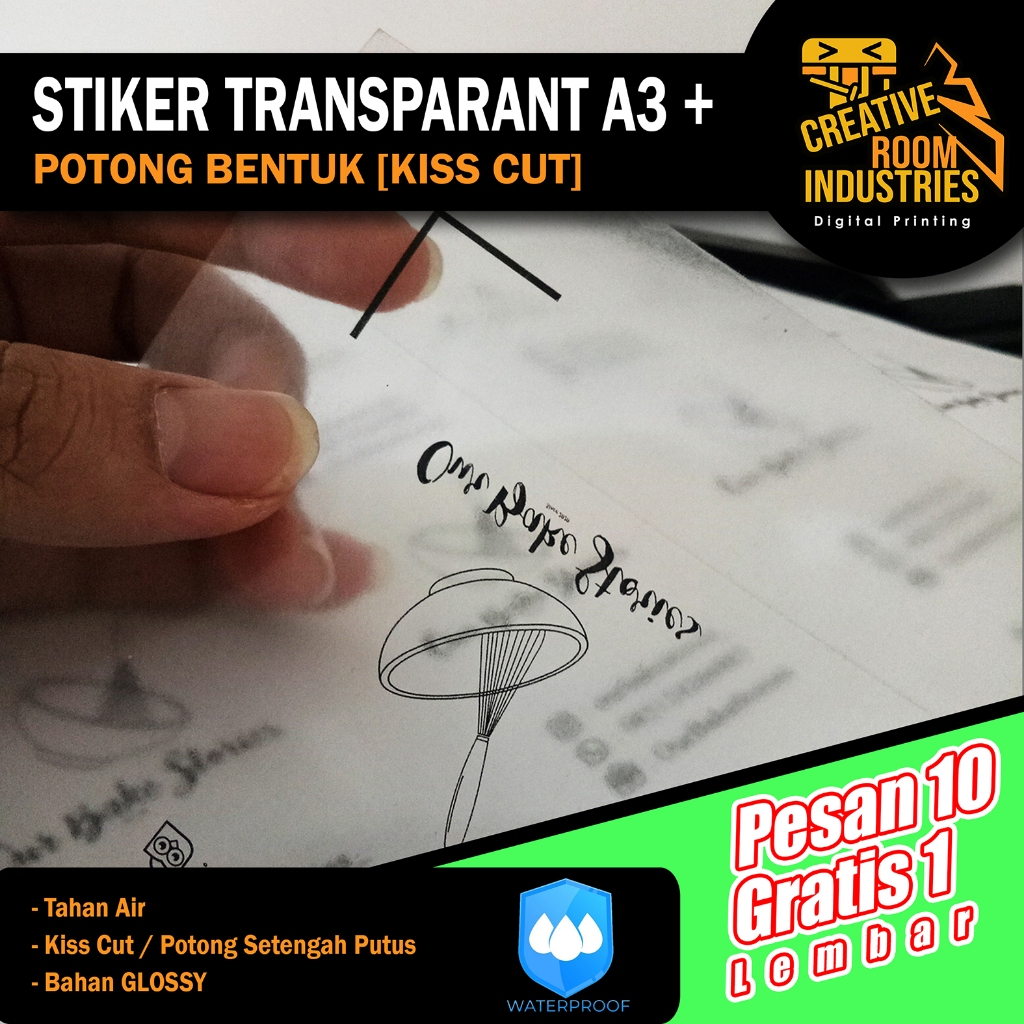 STIKER TRANSPARANT A3 (KISS CUT)