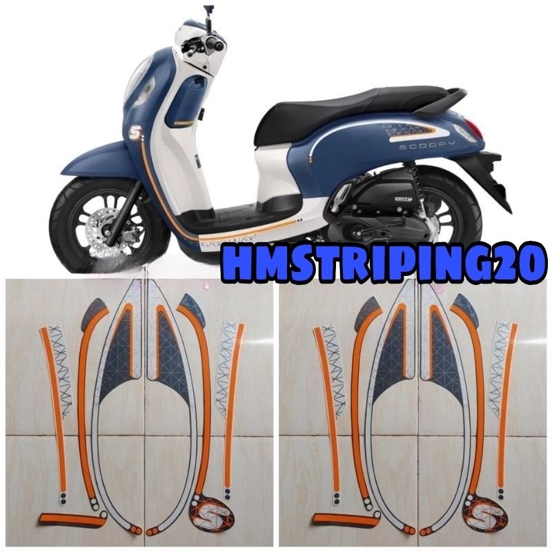 STRIPING STIKER HONDA SCOOPY 2023 BIRU DOFF ORIGINAL LIS BODY STANDAR BERKUALITAS