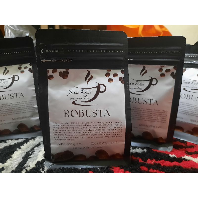 

Kopi Robusta Lereng Bromo Kopi bubuk biji kopi 100gram Natural single orign tanpa gula - Jiwa Kopi