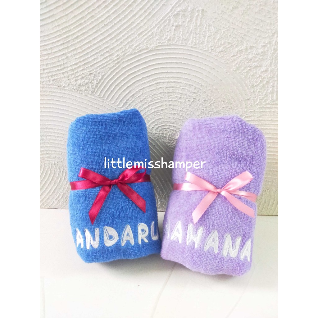 

Custom handuk sport bordir 50x100 souvenir isi goodie bag ulang tahun anjoly