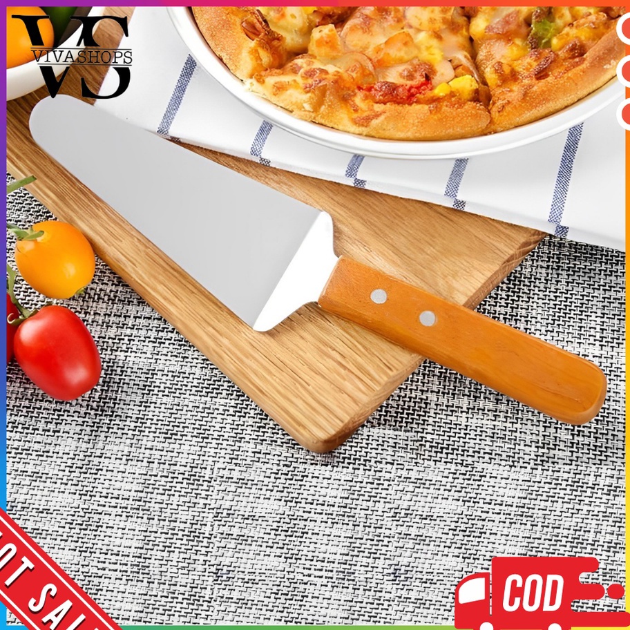 D2289 SPATULA SUTIL KAPE STAINLESS STEEL GAGANG KAYU  SHOVEL PIE CAKE STAINLESS  SPATULA FOOD GRADE 