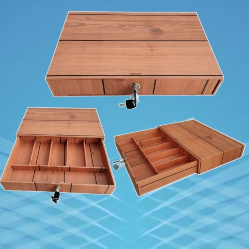 laci kasir / tempat uang motif kayu lengkap dengan kunci