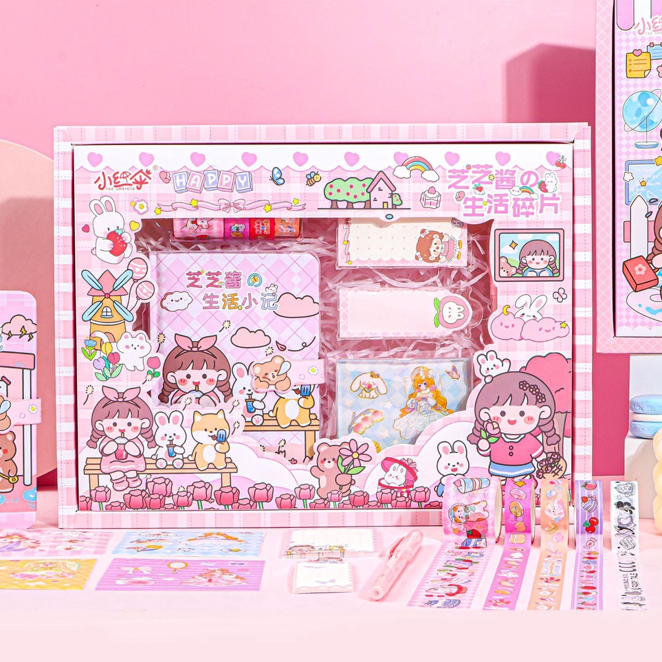 

ART H9C5 Cocobabyid Paket Jurnal Set Agenda Gift Box Hampers Hadiah Notebook Journal Diary Alat Buku Tulis Lengkap Scrapbook Cute Girl