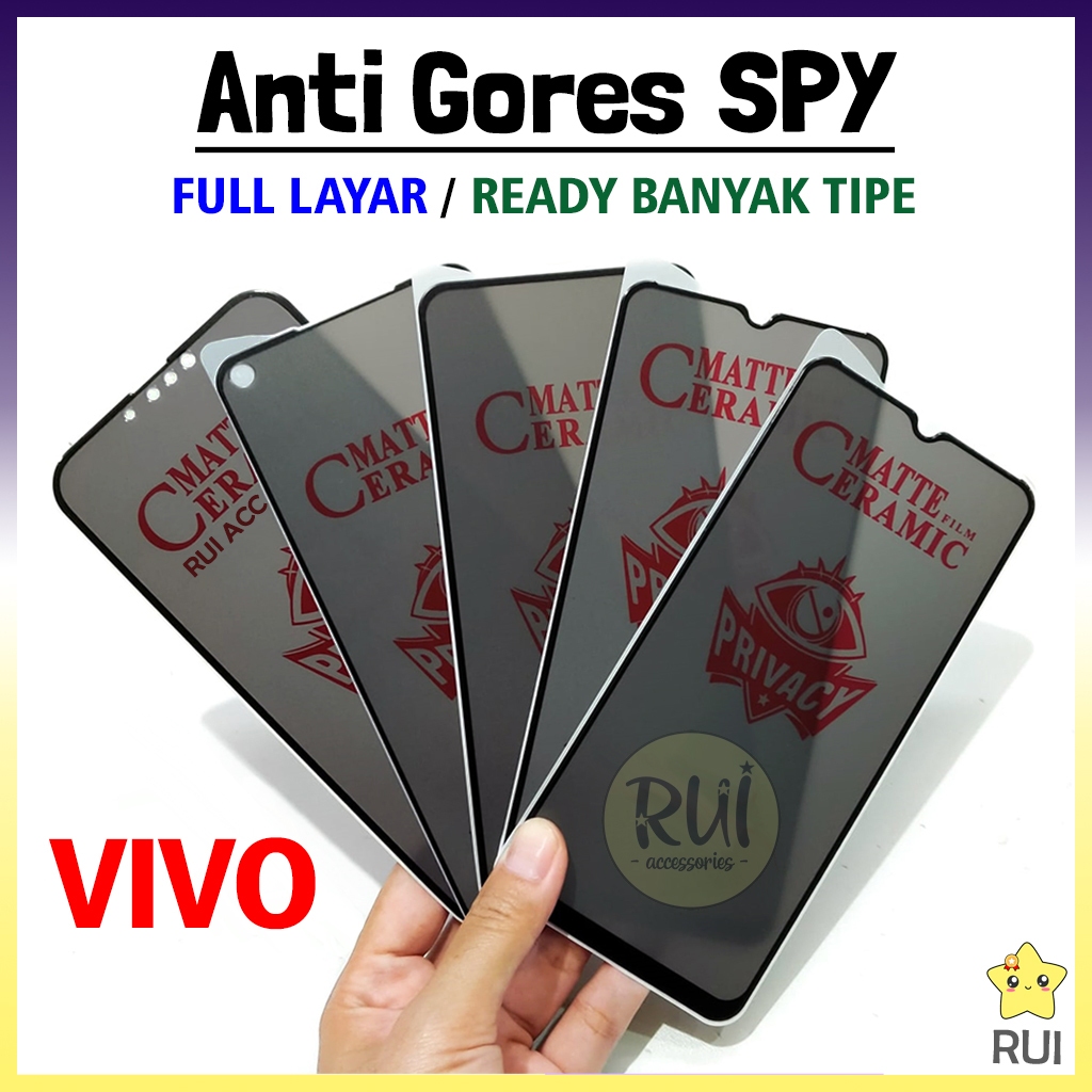 Anti Gores SPY Vivo 1920 1938 1902 1820 1904 1724 1718 1901 HITAM Ceramic Full Layar Privasi Gelap