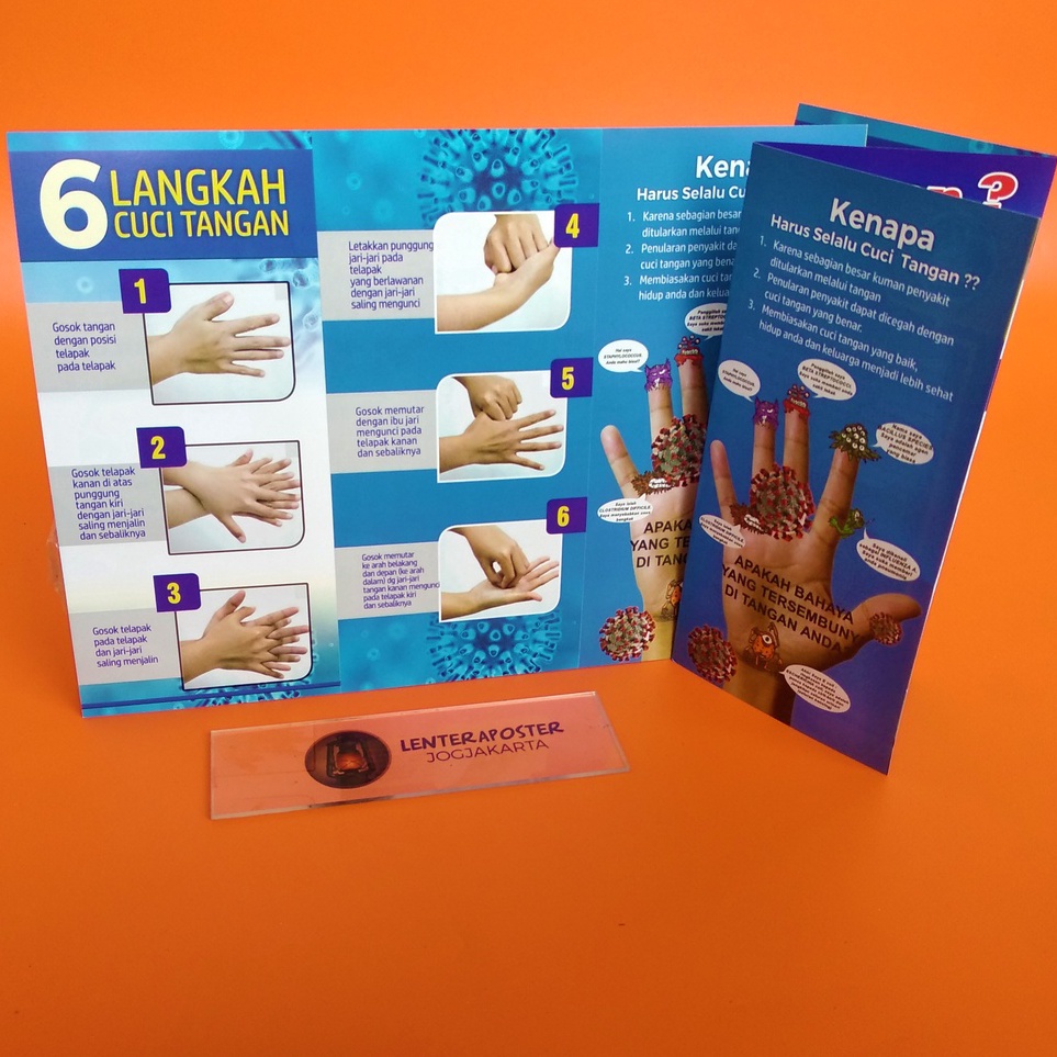 ART Y2G5 Leafletbrosur Ayo biasakan cuci tangan dengan sabun Leaflet kesehatan 6 langkah mencuci tan