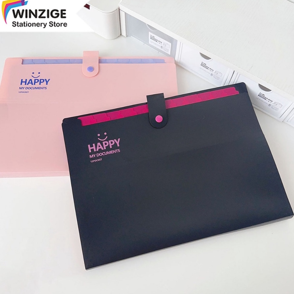 

ART B3F9 Winzige A4 Tas File Aesthetic 12 Sekat Indeks Bahan 12 Slot A4 File Folder Organizer