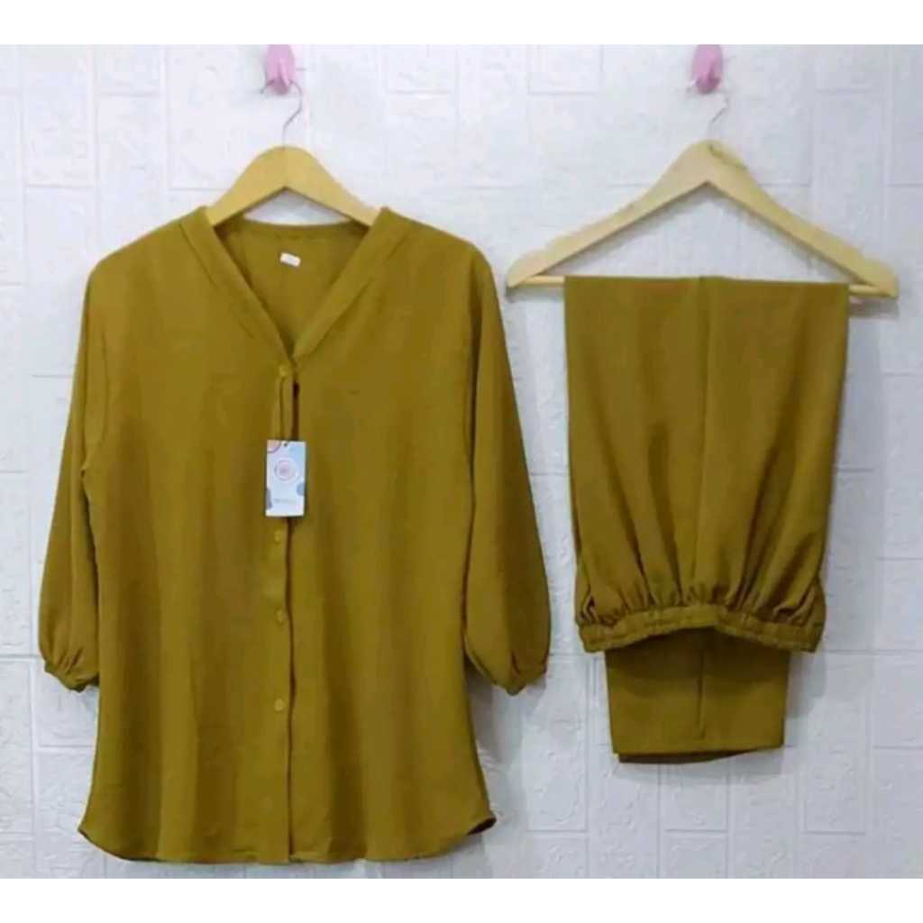 LD.110.120.130 CM XL XXL XXXL Setelan Andin Kancing JUMBO Set Andin Cringkle Airflow Set Andin Panja