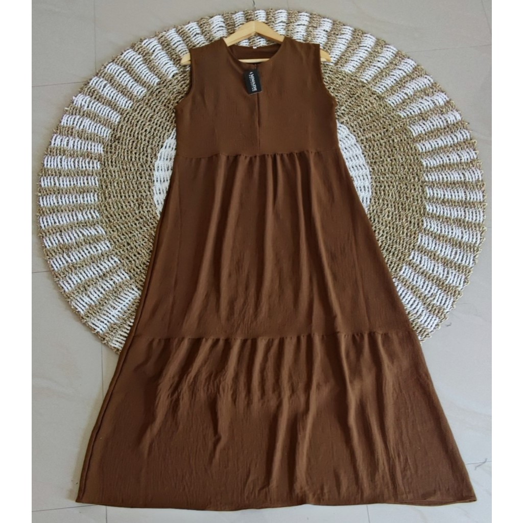 INNER DRESS /INNER DRESS  MAXI PLISKET /LONG DRESS TANPA LENGAN/MAXI DRESS FLARE WANITA/BUSUI FRIEND