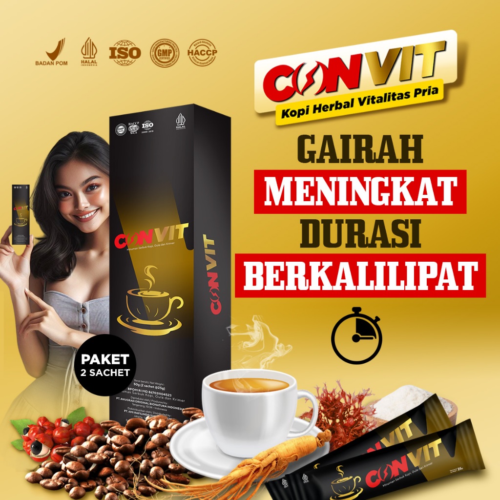 

CONVIT Coffee KOPI HERBAL STAMINA KUAT, TAHAN LAMA, MENINGKATKAN VITALITAS PRIA DEWASA (BPOM, HALAL)