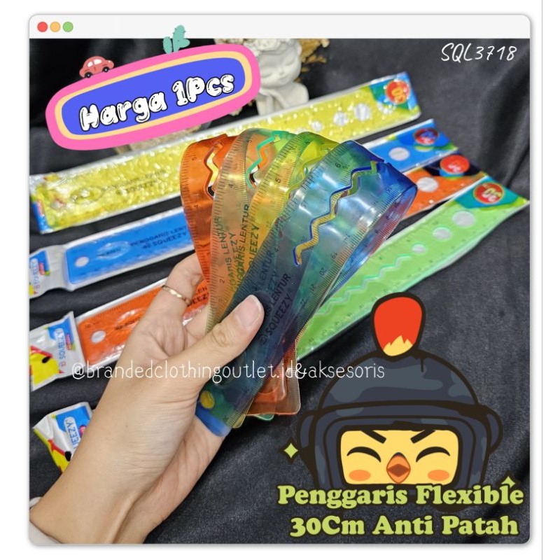 

PENGGARIS LENTUR SQUEEZY 30CM / PENGGARIS FLEKSIBEL ANTI PATAH / PENGGARIS PLASTIK WARNA WARNI / FLEXIBLE RULLER / SQL3718