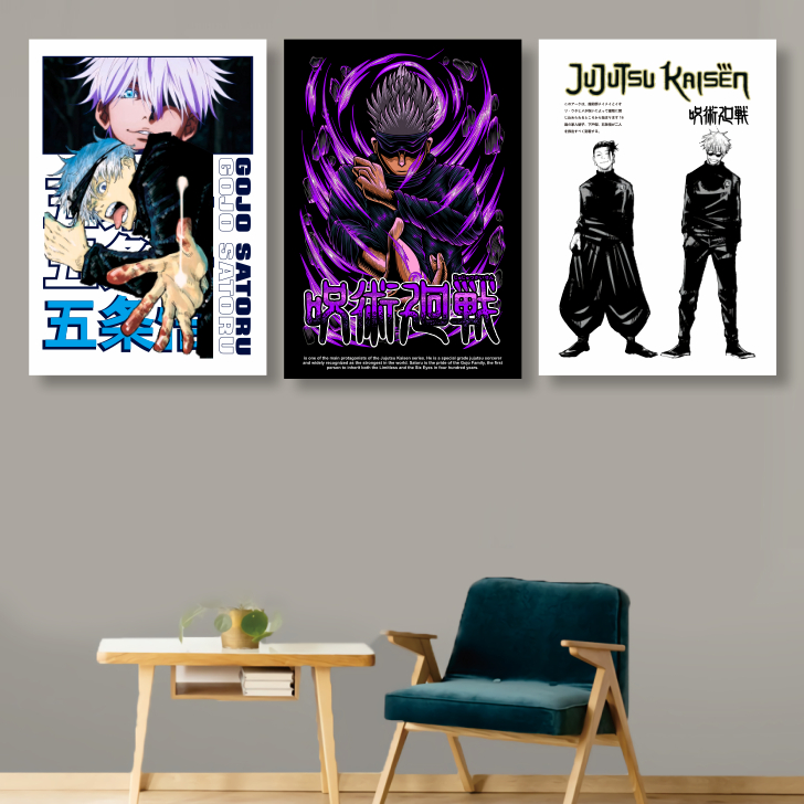 KARIMAKE Poster Kayu Anime GOJO SATORU JUJUTSU KAISEN Poster Anime