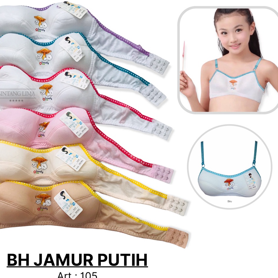 HOT BRA ABG Remaja  BH Jamur Putih Emadee  Miniset Anak Step 2 kait 2  Murah Busa Tipis  Belajar BH