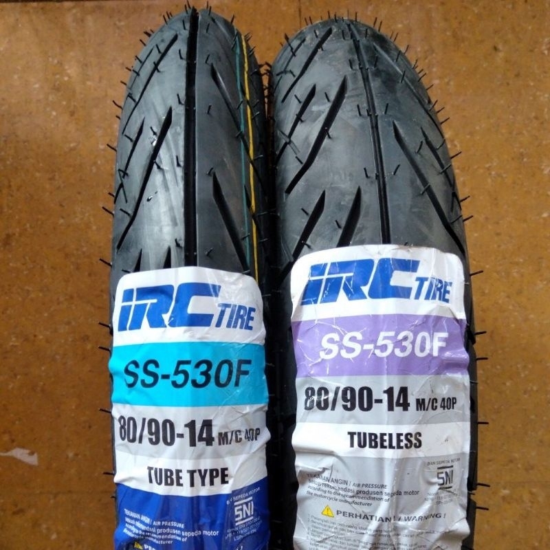Ban Luar IRC 80/90 Ring 14 SS-530F Ban Depan Motor Matic Beat Vario Scoopy Mio TT TL Tube Type Tubel