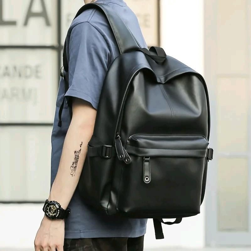 Tas Ransel Sekolah Kuliah Kerja Cewek Cowok Tas Kulit Hitam