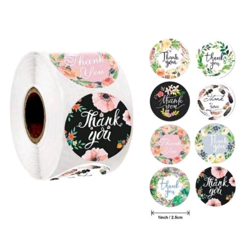 

Sticker Souvenir Stiker Thank You Floral Bunga Pastel 500pcs