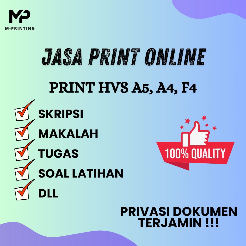 

PRINT/ CETAK KERTAS A5, A4 dan F4, skripsi, makalah, tugas, soal latihan, dll