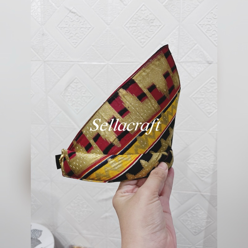 topi tanjak adat lampung tapis prada batik