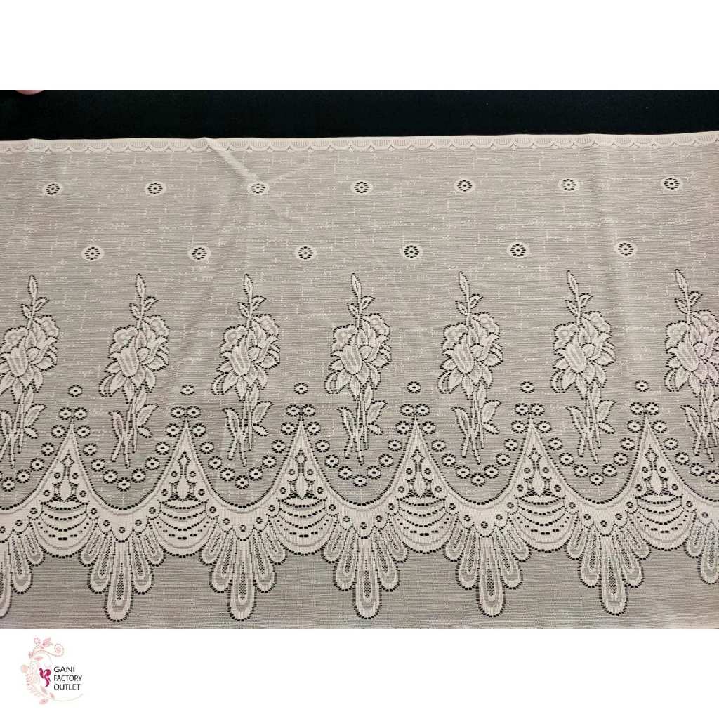 Vitrage Poni Renda Pinggiran Meja Meteran Bahan Kain Polyester  kode 2170