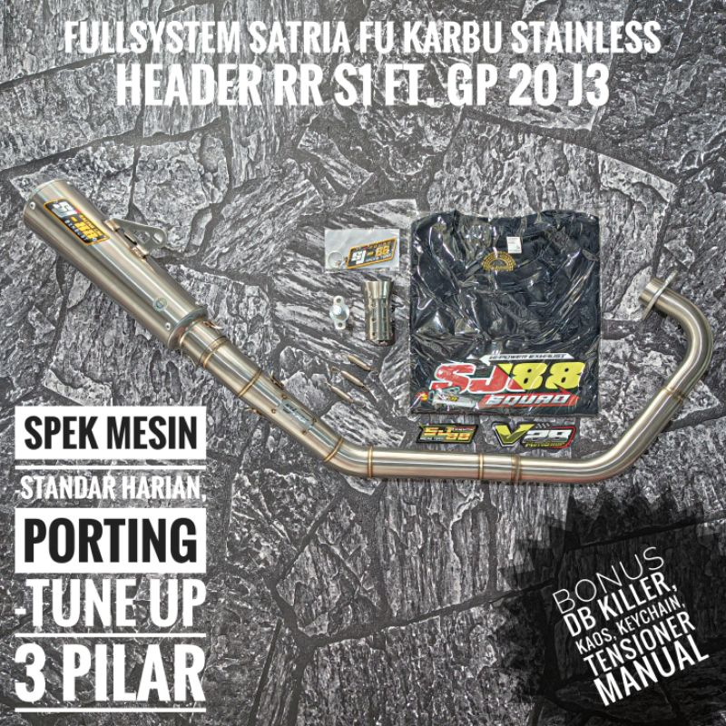 Fullsystem SJ-88 Satria FU 150 Karbu Carbu Fullset SJ88 Stainless Polos Exhaust Racing