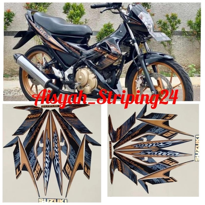 STIKER STRIPING & LIS BODY MOTOR SATRIA FU BARONG 2011 2012 SPESIAL EDITION GOLD