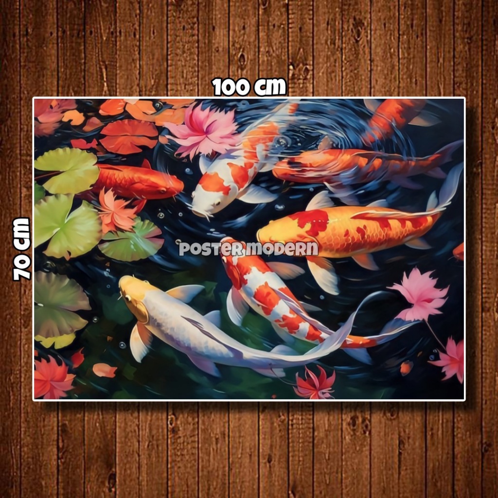 WALLDECOR Poster Gambar IKAN KOI JUMBO Best seller #KOINEW41 Ukuran 100x70cm 150x100cm 200x100cm Ter