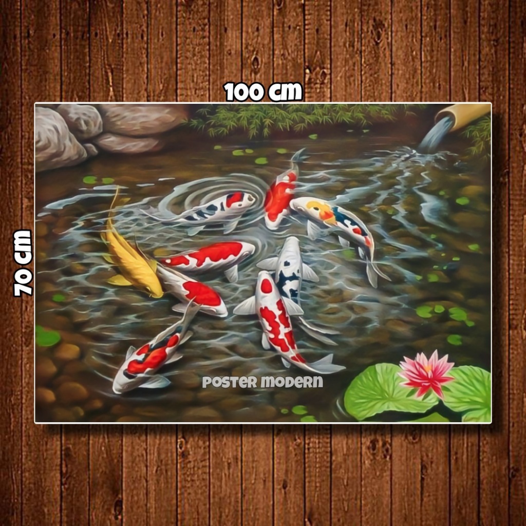 WALLDECOR Poster Gambar IKAN KOI JUMBO Best seller #KOINEW44 Ukuran 100x70cm 150x100cm 200x100cm Ter