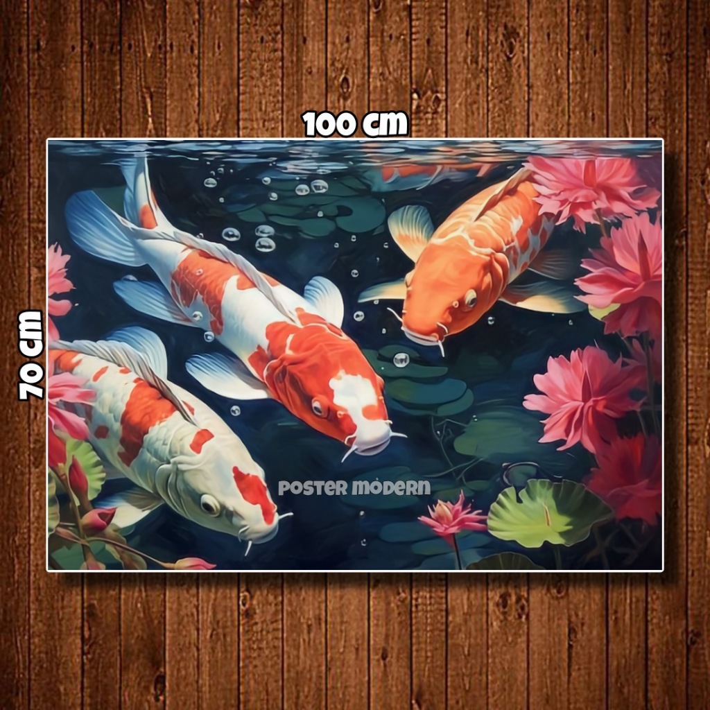 WALLDECOR Poster Gambar IKAN KOI JUMBO Best seller #KOINEW43 Ukuran 100x70cm 150x100cm 200x100cm Ter