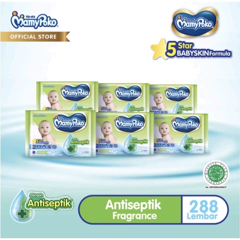 MAMYPOKO ANTISEPTIC WIPES NON ALKOHOL NON FRAGRANCE MURAH