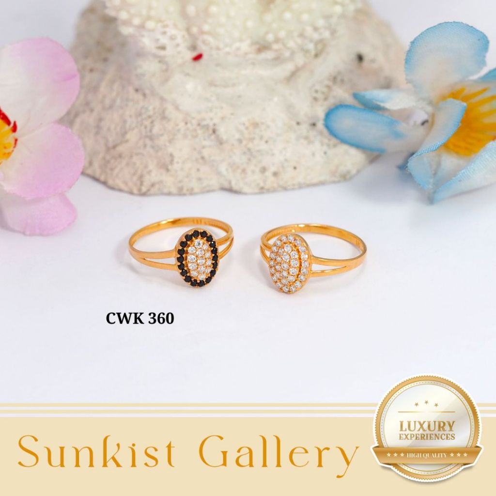 TERBARU CINCIN WANITA EMAS ASLI KADAR 6K(300), 8K(375), & 16K(700) CINCIN MODEL MATA BATU (HITAM, PU