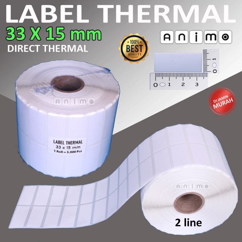 

RB LABEL THERMAL 33 X 15 - Label Barcode Direct Thermal 33x15 mm - Stiker Thermal 33x15 - 2 Line - 3