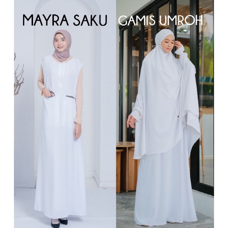 MAYRA SAKU  ZIPPER YKK GAMIS UMROH HAJI PUTIH JUMBO XXXXL