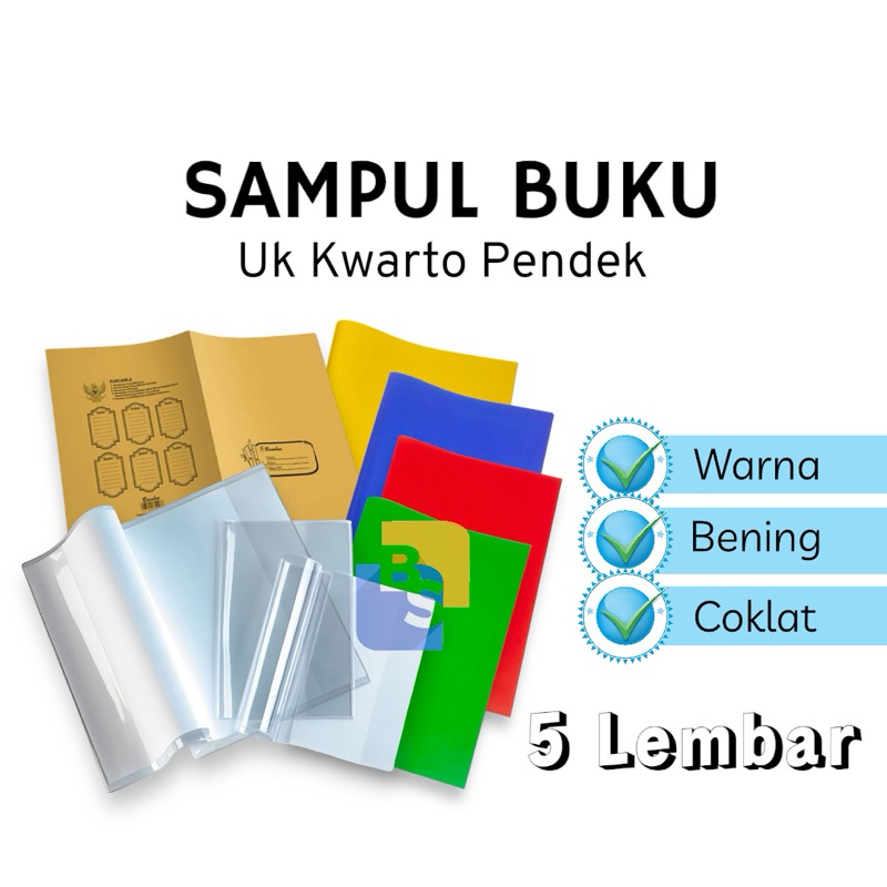 

Sampul Buku Kwarto Pendek Bening Coklat Biru Merah Kuning Hijau - 5 Lembar