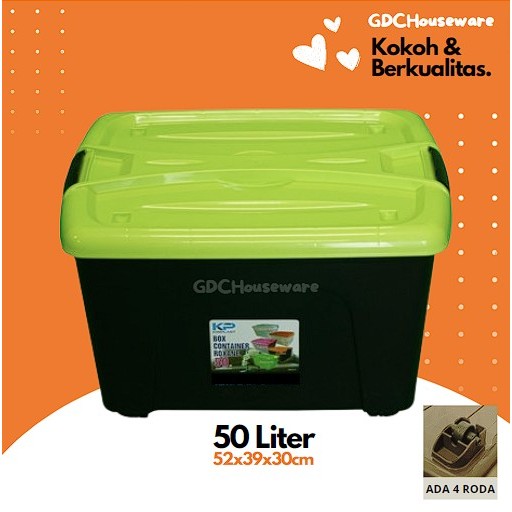 BOX CONTAINER 50 LITER + RODA - Kontainer Box Plastik / Container Box - GDCHOUSEWARE
