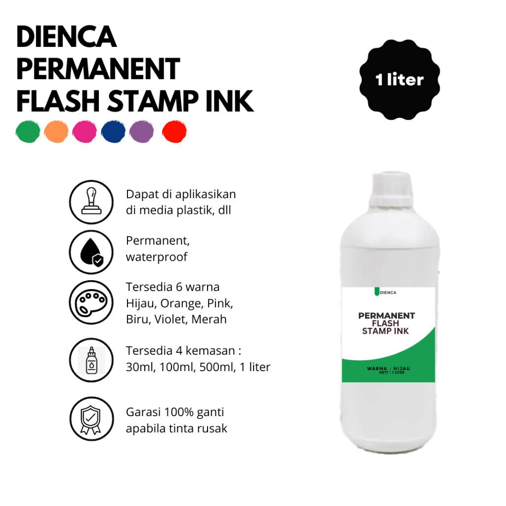 

Dienca Permanent Flash Stamp Ink 1liter