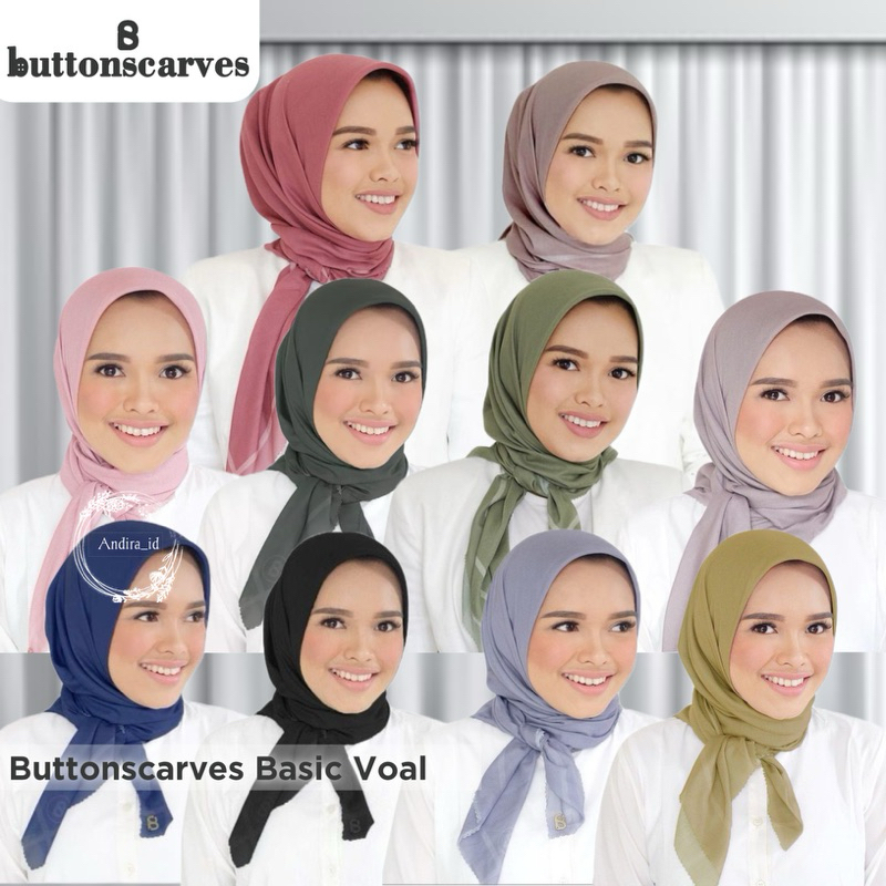READY BISA GOSEND NEW Buttonscarves Basic voal jetblack(black) burlwood lotus